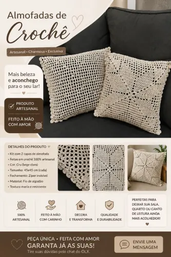 Kit capa almofada em crochê ?