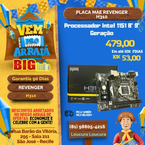 Placa Mãe Intel H310m DDR4 Micro ATX LGA 1151 Preto 32GB Revenger