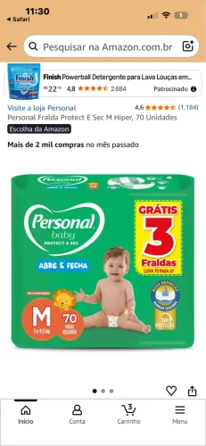 Fralda personal M 140 unidades