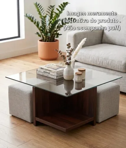 Mesa de Centro para Sala com encaixe de Puff
