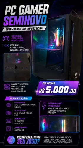 PC GAMER SEMINOVO RYZEN
