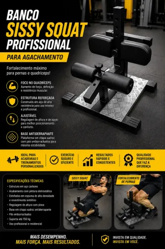 Banco Sissy Squat Profissional para Agachamento | Fortalecimento de Pernas e Quadríceps