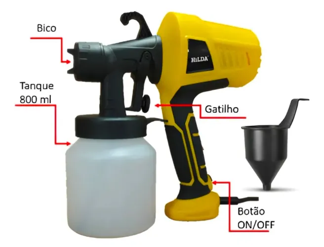 Pistola de pintura 500W, pulverizador de tinta elétrico