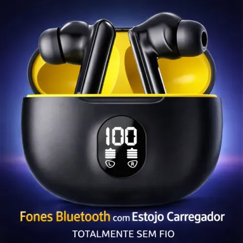 Fone de Ouvido Sem Fio 5.3 Auscultadores Display LCD - Starmega ST-162 - Preto