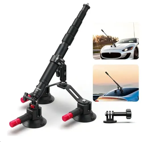 Suporte De Câmera Carro Neewer Ventosa Tripla Preto 360° Braço Mágico