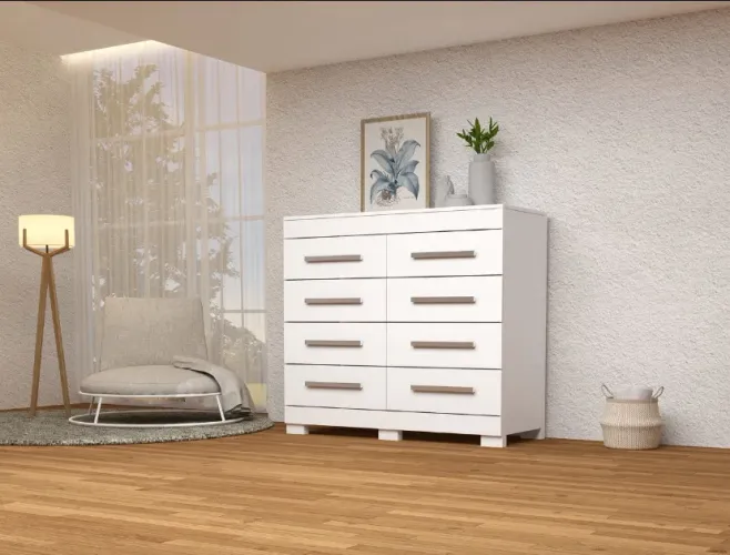 Cômoda Nalu ACP 08 Gavetas, 100% MDF - Entrega imediata;