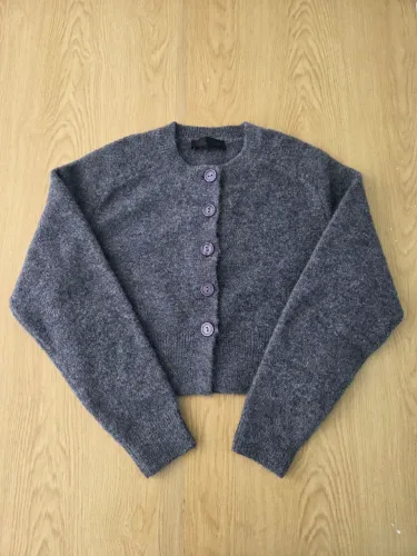 cardigan tricot / chunky knit cropped zara cinza