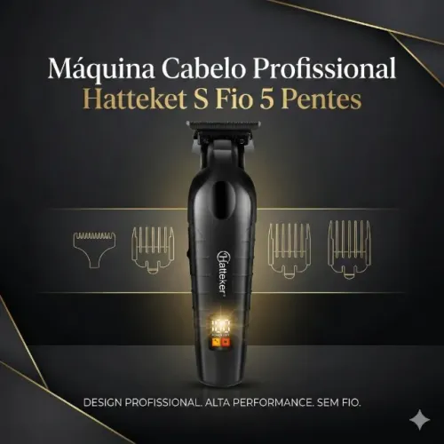 Máquina de Cabelo Profissional HT-6271 com Fio e 4 Pentes para Cortes Precisos e Versáteis
