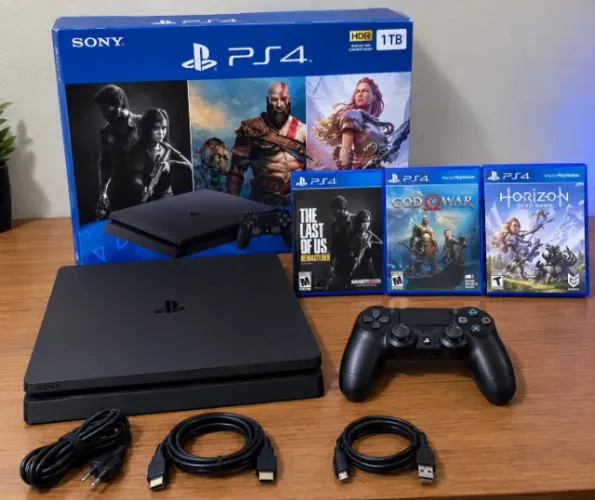 Ps4 Slim 1tb Com 2 Controles + 3 Jogos