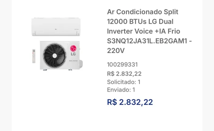 Ar Condicionado Split 12000 BTUs LG Dual Inverter Voice +IA Frio