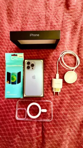 IPHONE 13 PRO 256 GB AZUL SIERRA UNICO DONO + CARREGADOR MAGSAFE + KIT CAPA + PELICULA 3D