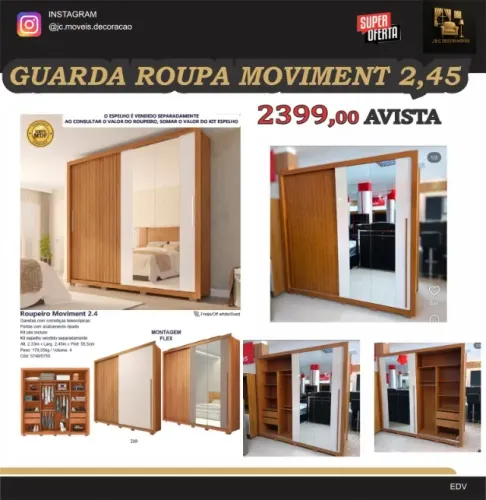 guarda roupa movimente 2,45cm