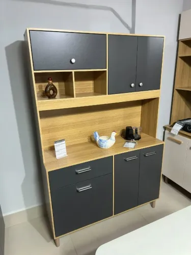 Armário Compacto Retrô 120cm Erva Doce: Estilo e Organização para Sua Cozinha