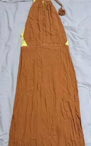 Vestido longo terracota