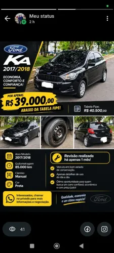 Ford KA 1.0 Se/se Plus Tivct Flex 5P 2018