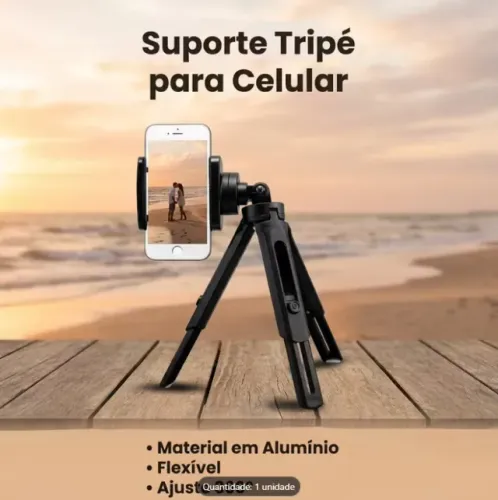 Tripé Articulado para Celular Suporte de Vídeo Dobrável Ajuste Horizontal e Vertical 