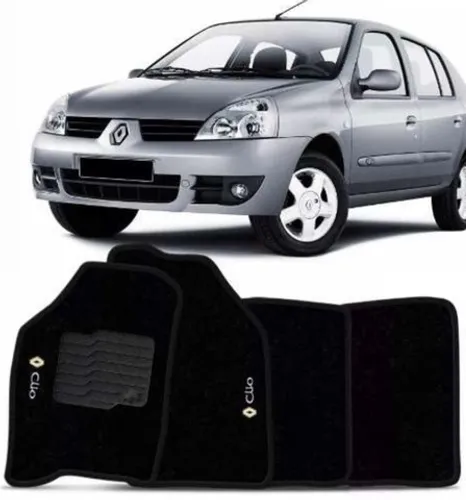 Tapete Carpete Clio 1997 a 2000 a 2008 2009 2010 2011 2012 Preto Bordado Personalizado