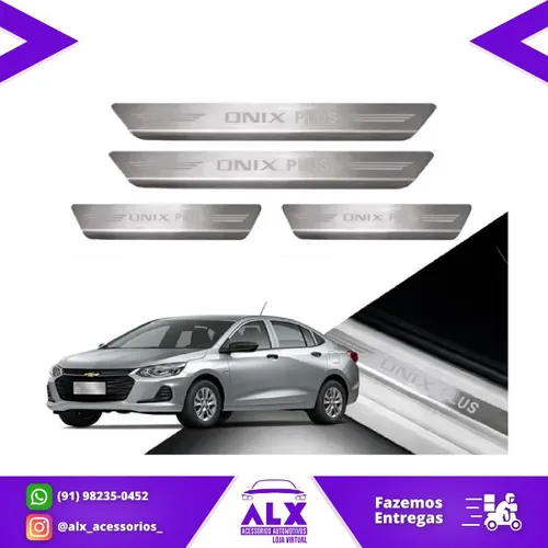 Soleira Protetora Entrada da Porta em Aço Inox P/ Chevrolet Onix Plus - Fácil Instalação