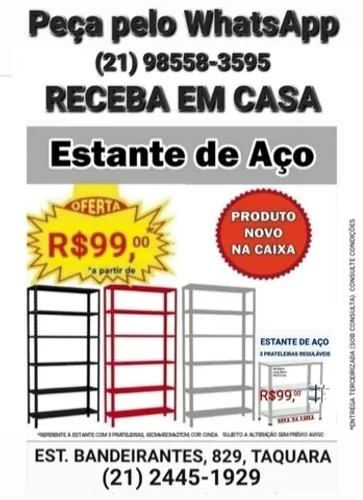 ESTANTES DE AÇO / FERRO (a partir R$99,00*) PEÇA P/WHATSAPP E RECEBA NO SEU DOMICÍLIO*