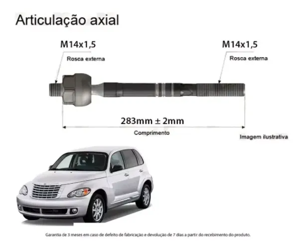 Barra Axial Chrysler Pt Cruiser 2007/2010 Direção Hidráulica BRD1604