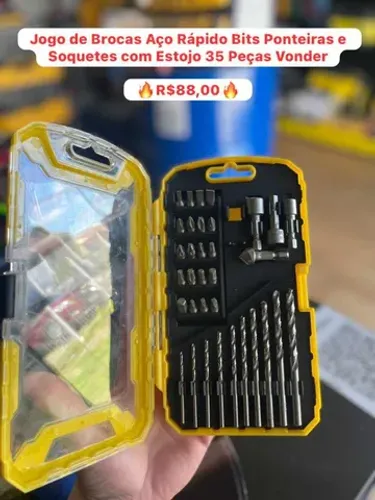 Jogo de Brocas Aço Rápido Bits Ponteiras e Soquetes com Estojo 35 Peças Vonder