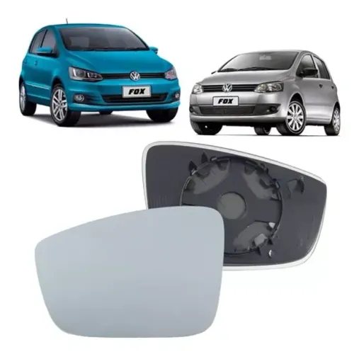 Lente Retrovisor Vw Fox 2010 à 2022 - LD / LE - Lente C/ Placa / Lente Convexa - Metagal