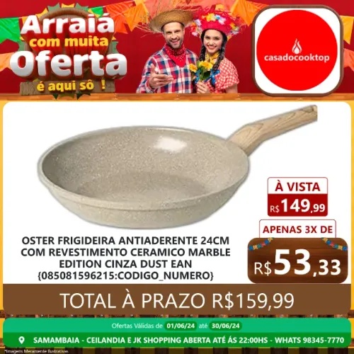 Oster frigideira antiaderente 24cm com revestimento ceramico marble edition - cinza dus