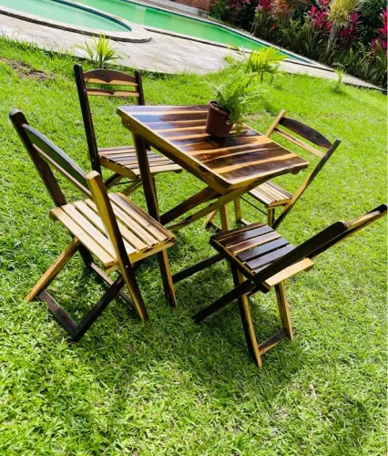Mesa Dobrável Preta para Jardim ou Área Externa