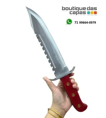 Faca facão Caça Pesca e Camping Aço Inox 603g lâmina de 41,5cm