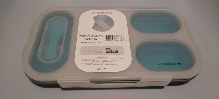 Marmita de Silicone Retrátil La Cuisine 1250ml com talheres de silicone