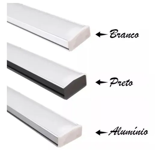 Perfil de LED para Fitas de LED - Branco, Preto e Alumínio
