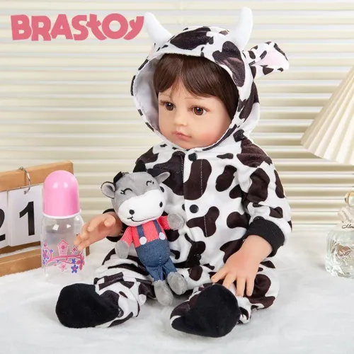 Boneca Bebê Reborn 48 cm Vaquinha/ 100% silicone/Original Keiumi NOVA+ Acessórios