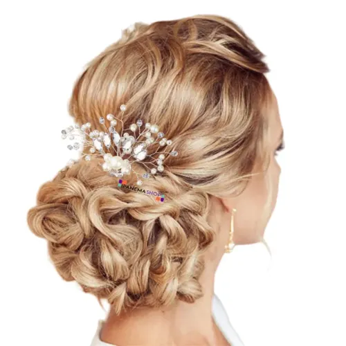 Arranjo de Cabelo Grinalda Detalhe Pérolas