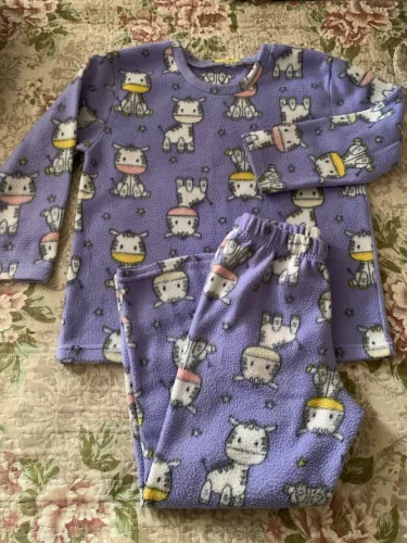 Pijama infantil 7 anos soft lilás vaquinha inverno