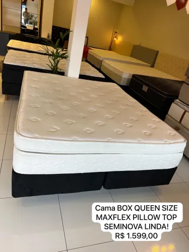 Cama Box Queen Size - Base Box + Colchão MAXFLEX PILLOW TOP Seminovo  - ENTREGAMOS 