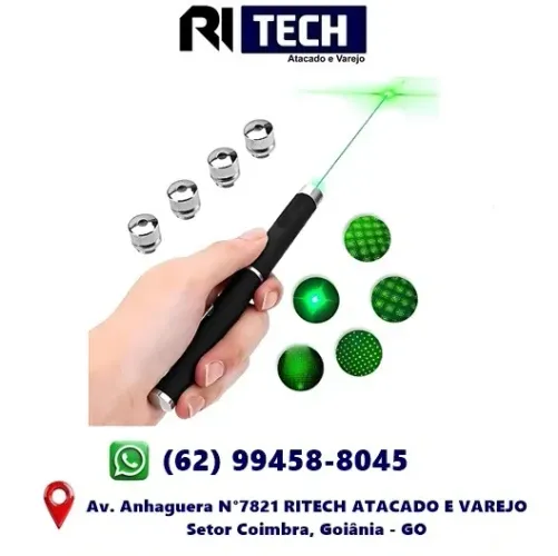 Caneta Laser 5 Pontas Efeitos Luz Verde Green Estojo