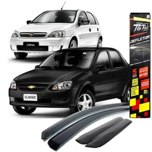 Kit Calha Defletor de Chuva 4 Portas Corsa Hatch Sedan Corsa Wagon Classic 1994 até 2015