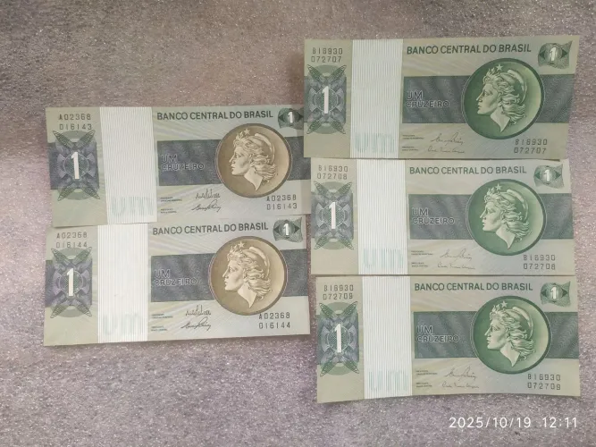 Cédulas Um Cruzeiro e 1000 cruzeiros Banco Central do Brasil