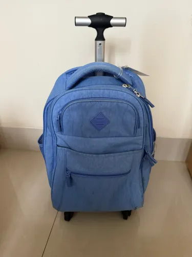 Mochila escola azul Sestini Rolling Crinkle com rodinhas 