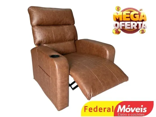 Poltrona Do Vovô Couro Porta Copos Embutidos ENTREGA HOJE