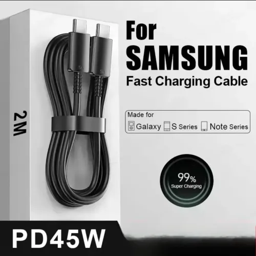 Cabo Tipo C nas duas pontas Samsung Original 45W 2m - Carga Super Rápida Novo