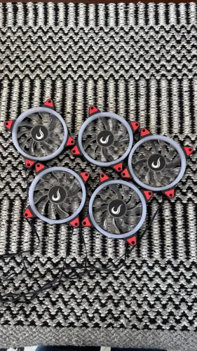 Kit 5 Fans Rise Mode 120mm LED Vermelho - Semi Novo