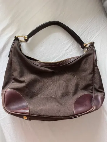 Bolsa Hobo Prada Jacquard Logo Marrom