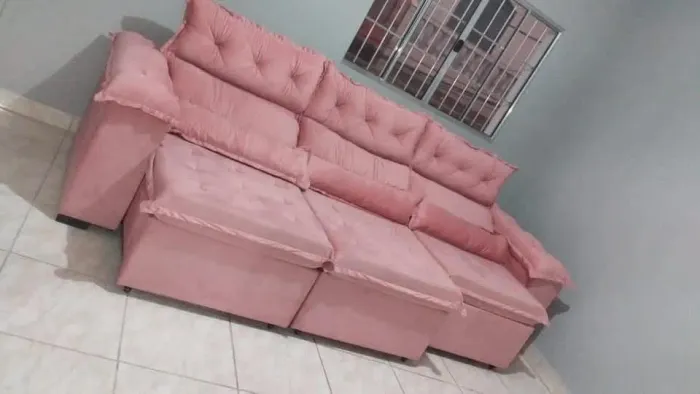 Sofá Rosê Aconchegante 4 Lugares