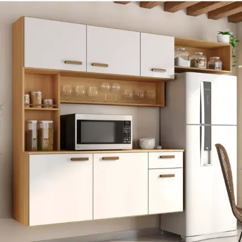 !!! FRETE GRATIS !!! Kit Cozinha Suspensa Manu Larg. 1.80m Freijó/Off Poliman
