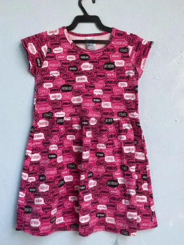Vestido Infantil Estampado Rosa, Tam 8(Novo)