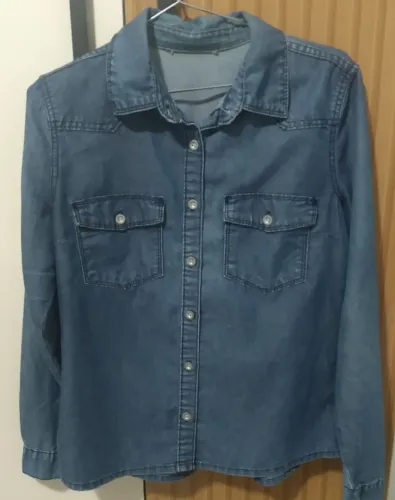 Camisa Feminino Jeans, Tamanho M