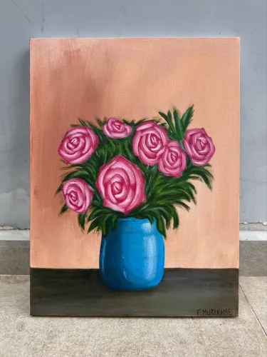Pintura de flor em tinta acrílica 40x30 feito à mão