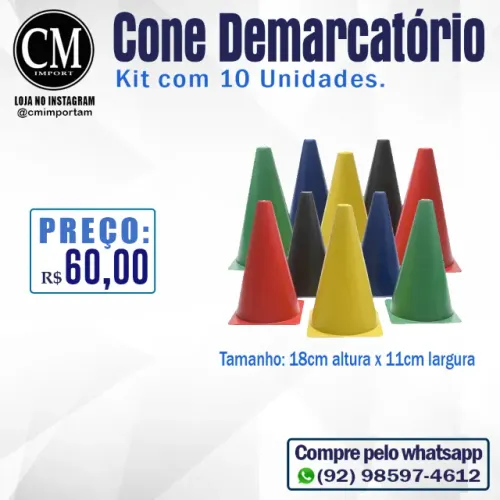 Cone Demarcatório - Kit com 10 unidades.