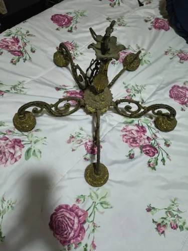Lustre antigo em bronze/latão - 5 lâmpadas - funcionando